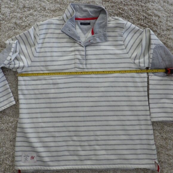 Tommy Hilfiger Sweater Men’s Pullover Size XL White Grey Stripes Elbow Pads - Picture 10 of 11